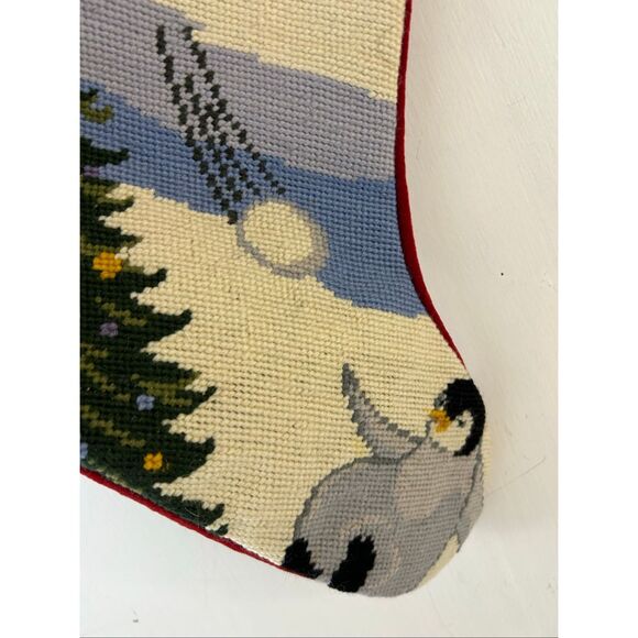 Lands end home Christmas stocking Personalized Needlepoint "Grammie" Pengiuns Sn - Picture 5 of 8